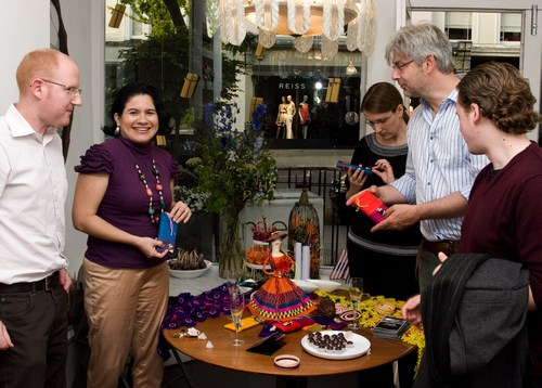 Lourdes Delgado, Andrew Nason of Melt chocolate fans after the tasting