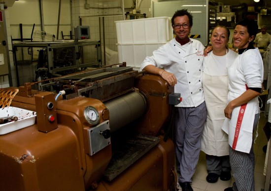 DSC_6961 Rivoire's chocolatier staff with the roll refiner