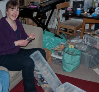 Family help with the chocolate collection