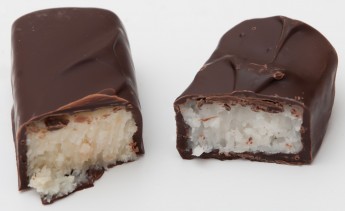 William Curley's new bounty bar (left) and the original Bounty (right)