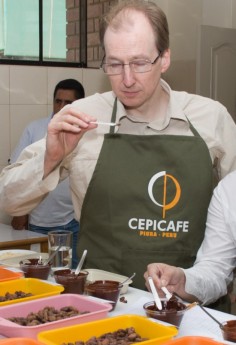 Martin Christy sampling liquor in Piura, Peru
