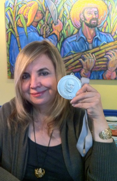 Seventypercent (Photo of Maricel with James Beard Medal)